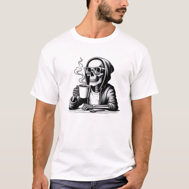 Camiseta Coffee to the Bone - Funny Skeleton Coffee Design (Anverso)