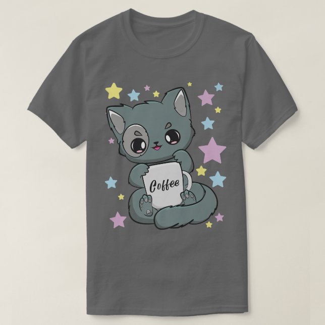 Camiseta Coffee Yami Kawaii Chibi Anime Cat Moka Fairy Kei  (Diseño del anverso)