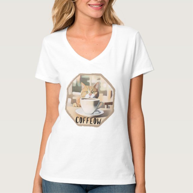 Camiseta Coffeow Busy Cute Cat (Anverso)