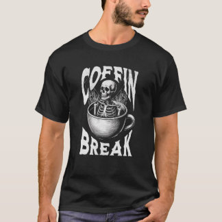Camiseta Coffin Break Funny Halloween Skeleton en Café Cu
