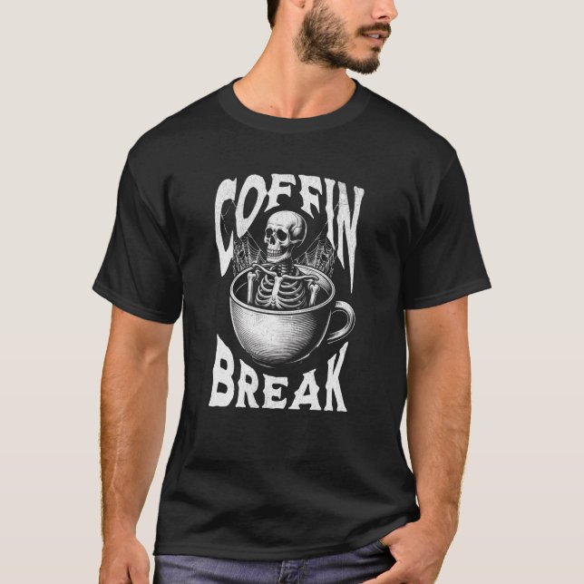Camiseta Coffin Break Funny Halloween Skeleton en Café Cu (Anverso)