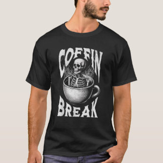 Camiseta Coffin Break Funny Halloween Skeleton en Café Cu