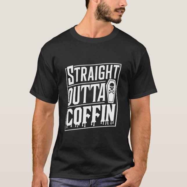 Camiseta Coffin De Salida Directa Gracioso Vampiro Hallowee (Anverso)