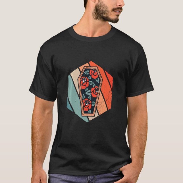 Camiseta Coffin Retro Funeral Graveyard Morticius Gótico Fl (Anverso)