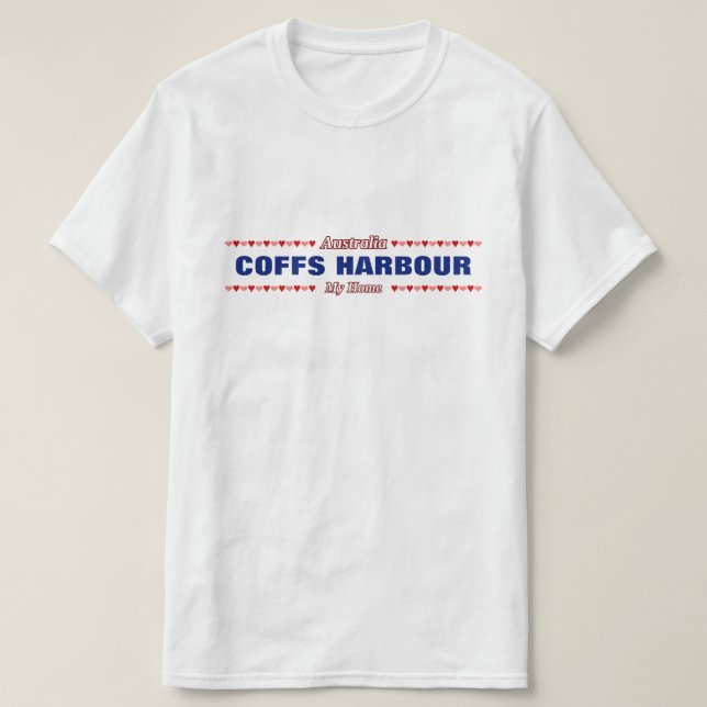 Camiseta COFFS HARBOUR - mi hogar - Australia; Corazones (Diseño del anverso)