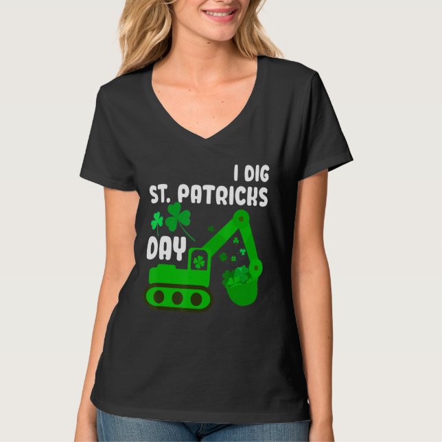 Camiseta Coger St Patricks Day Excavador tractor Hombres Ni (Anverso)