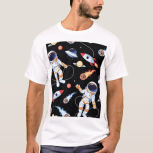 Camiseta Cohete astronauta: Patrón de espacio vintage sin f