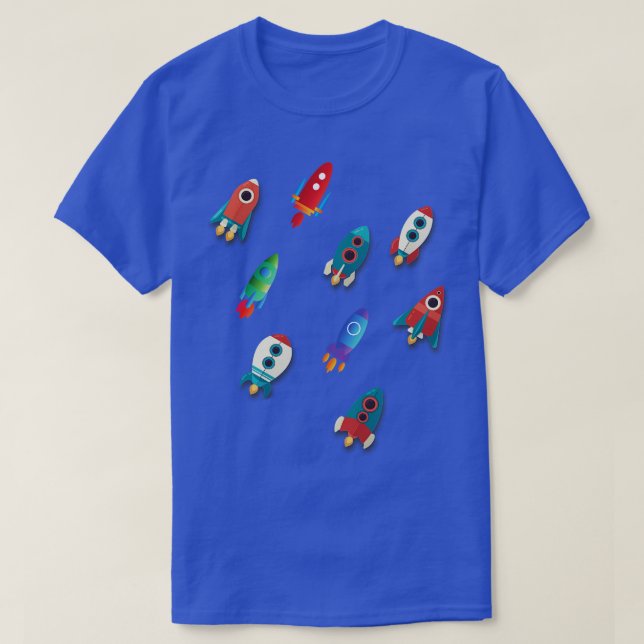 Camiseta Cohete de nave espacial astronauta (Diseño del anverso)