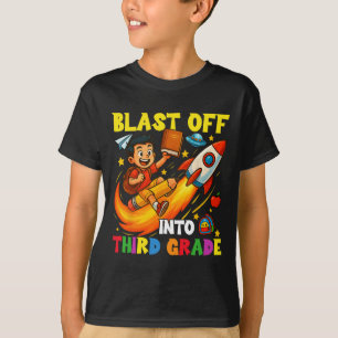 Camiseta Cohete despega hacia tercer grado divertido Ck a l