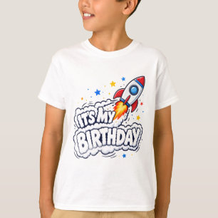Camiseta Cohete Despegue 'Es Mi Cumpleaños' Niños Espaciale