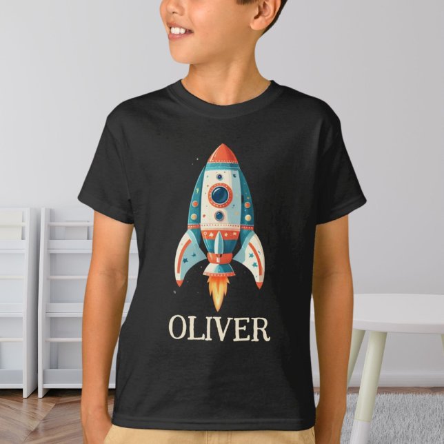 Camiseta Cohete espacial de dibujos animados lindo personal (Subido por el creador)