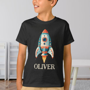 Camiseta Cohete espacial de dibujos animados lindo personal