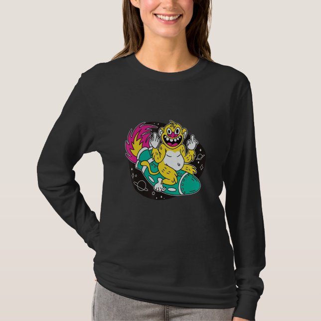Camiseta Cohete Espacial de Mono (Anverso)