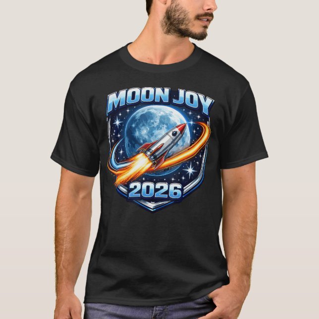 Camiseta Cohete Espacial Moon Joy 2026 (Anverso)