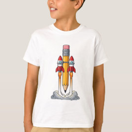Camiseta Cohete Lápiz Despegue Niños