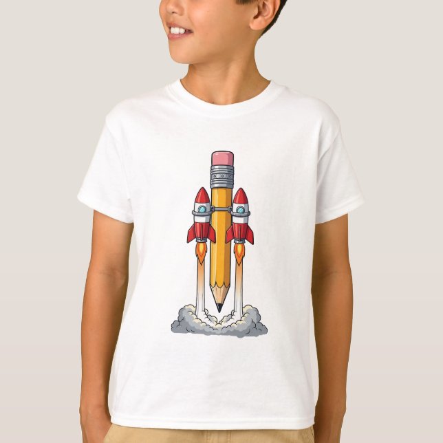Camiseta Cohete Lápiz Despegue Niños (Anverso)