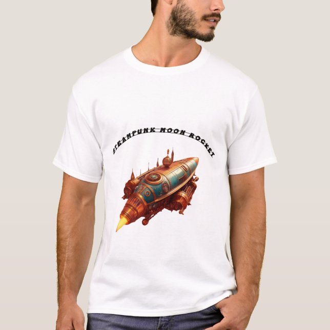 Camiseta Cohete moon retro estilo Steampunk (Anverso)
