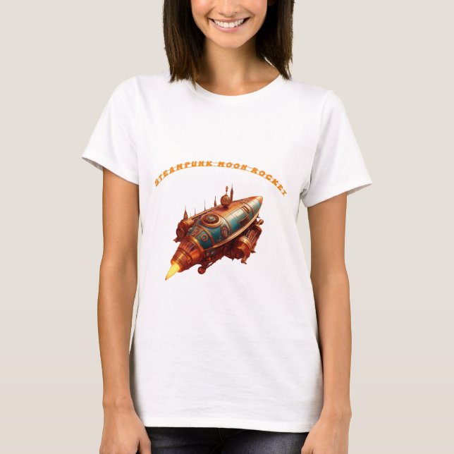 Camiseta Cohete moon retro estilo Steampunk (Anverso)