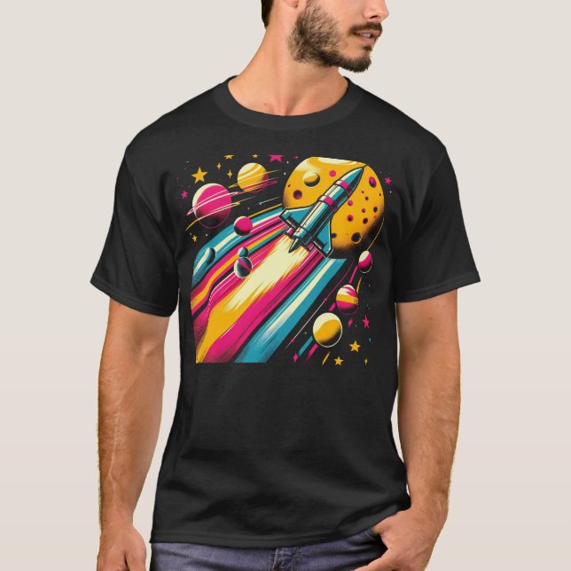 Camiseta Cohetes a través de las estrellas y galaxia (Anverso)