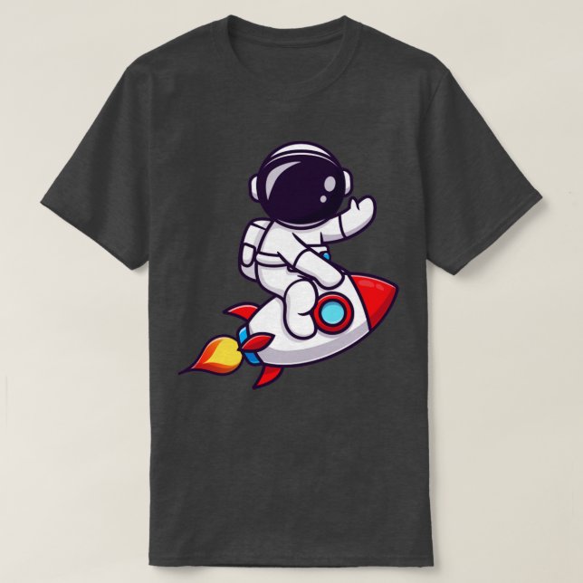 Camiseta Cohetes De Astronauta Cute Y Carro De Mano De Onda (Diseño del anverso)