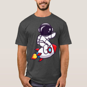 Camiseta Cohetes De Astronauta Cute Y Carro De Mano De Onda