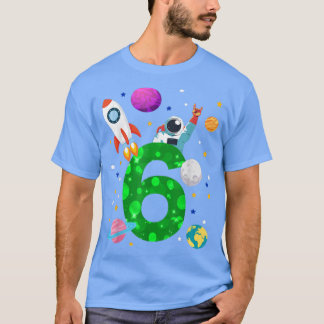 Camiseta Cohetes de cumpleaños de 6 años, planetas, estrell