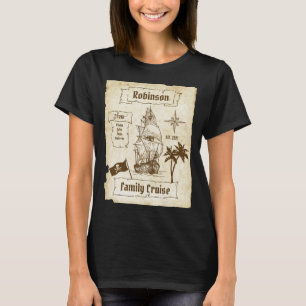 Camiseta Coincidencia de mapas piratas de crucero familiar