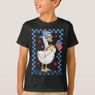 Camiseta Coincidente 4º Pato Divertido Bandera De Independe