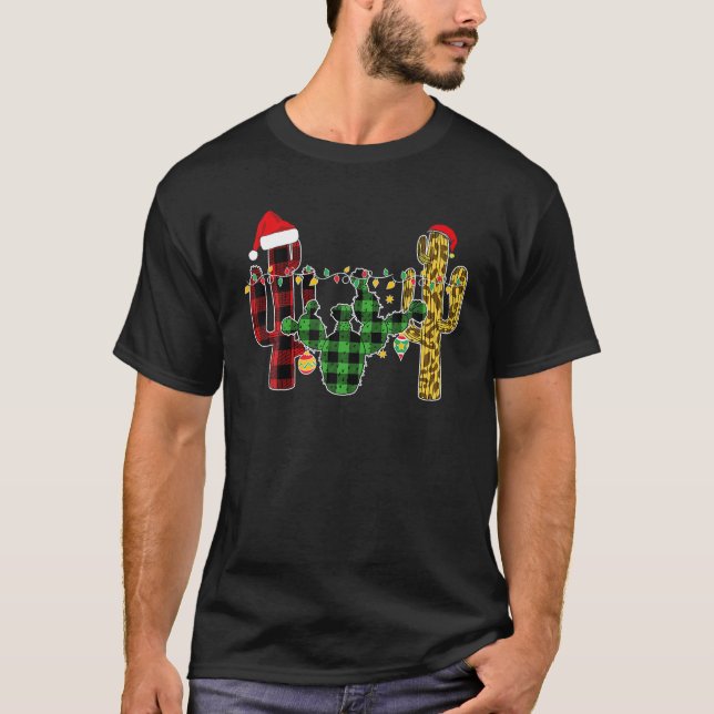 Camiseta Coincidir con Navidades de leopardo de búfalo cact (Anverso)