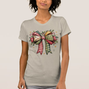 Camiseta Cojín de lazo de Navidad patchwork Rústico festivo