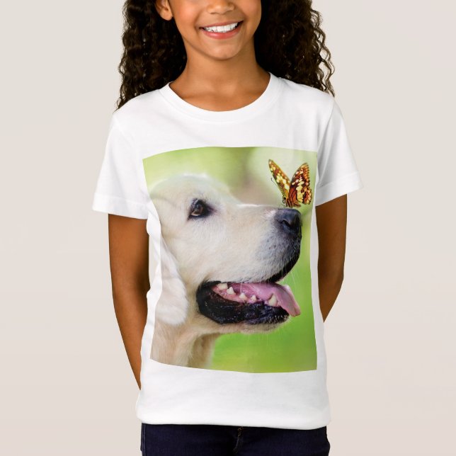 Camiseta Cojín decorativo De Labrador Y Mariposa (Anverso)