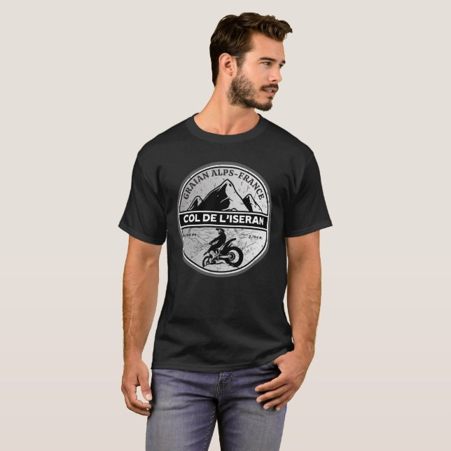 Camiseta Col de l'Iseran french Alpes motobike tour (Anverso completo)