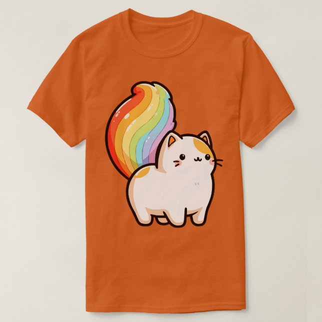 Camiseta cola adorable de gato arco iris (Diseño del anverso)