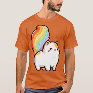 Camiseta cola adorable de gato arco iris