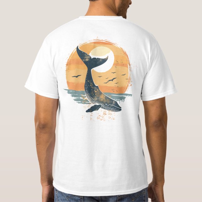 Camiseta Cola de ballena al atardecer - Gráfico del océano  (Reverso)