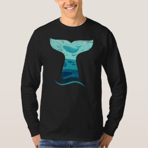 Camiseta Cola de ballena en diseño de océano de ballenas as