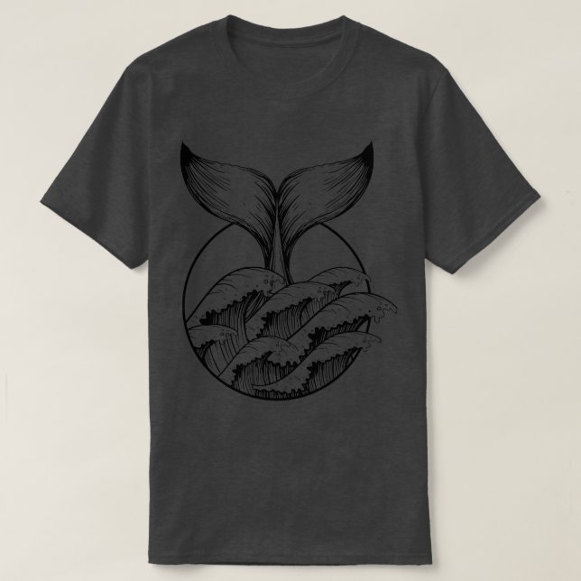 Camiseta Cola De Ballena En Ondas Marinas (Diseño del anverso)