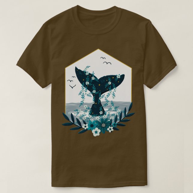 Camiseta Cola de ballena floral (Diseño del anverso)