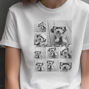 Camiseta Colage cuadrado de 9 fotos negras - con texto blan