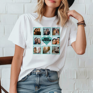 Camiseta Colage de fotos de Insta con corazón azul turquesa