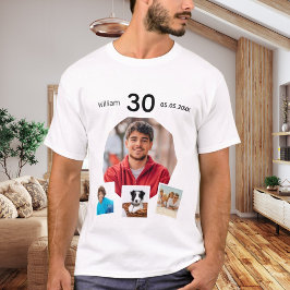Camiseta Colaje de fotos de cumpleaños nombre edad hombre