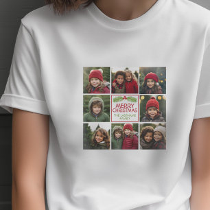 Camiseta Colaje de Fotos de Navidad con Pino Rústico