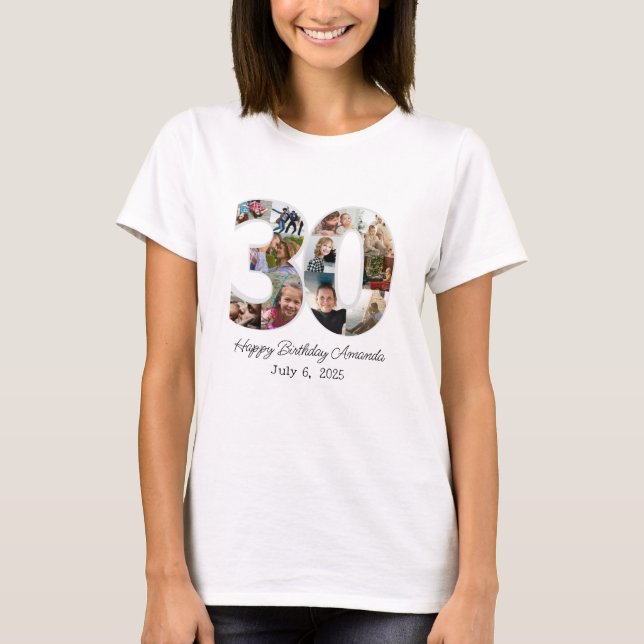 Camiseta Colaje de Fotos Número 30 - Cumpleaños 30 (Anverso)