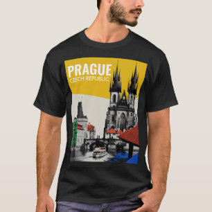 Camiseta Colaje del horizonte de la Ciudad Vieja de Praga, 