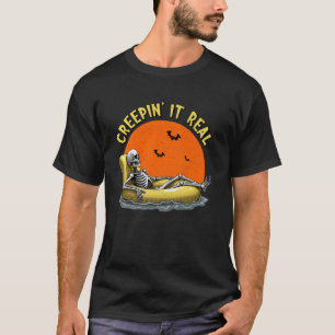 Camiseta Colándose de verdad divertido Halloween esqueleto