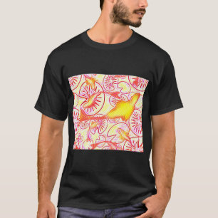 Camiseta colas de pez, pez glassmorphism, rojo, amarillo, l