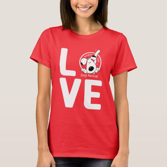 Camiseta Colas de Waggin del AMOR - mujeres oscuras (Anverso)
