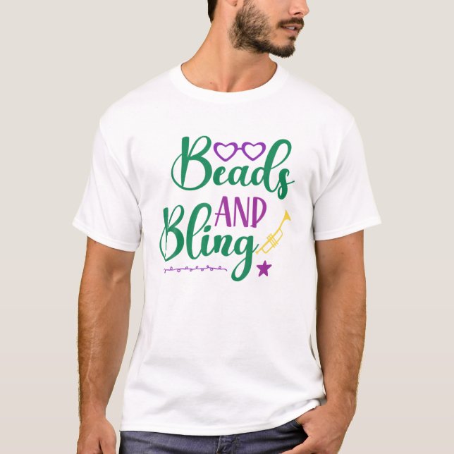Camiseta Colas Y Bling Mardi Gras Fiesta Festividad (Anverso)