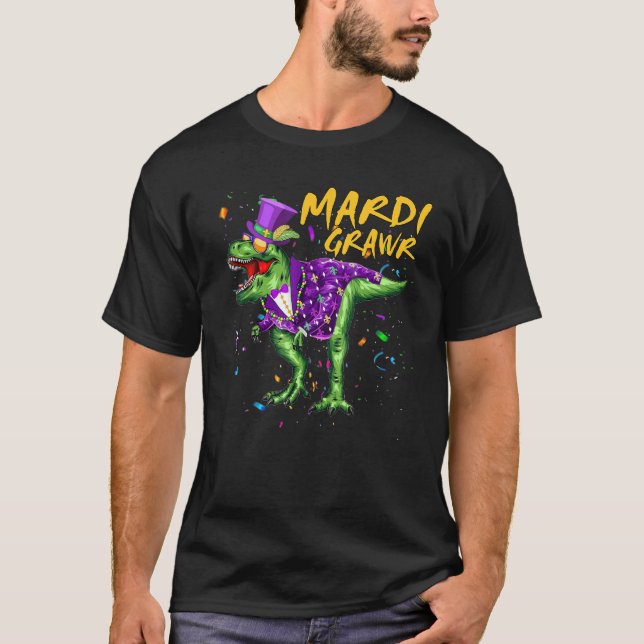 Camiseta Colas Y Láminas Para Rex Dinosaur Mardi Gras Vestu (Anverso)