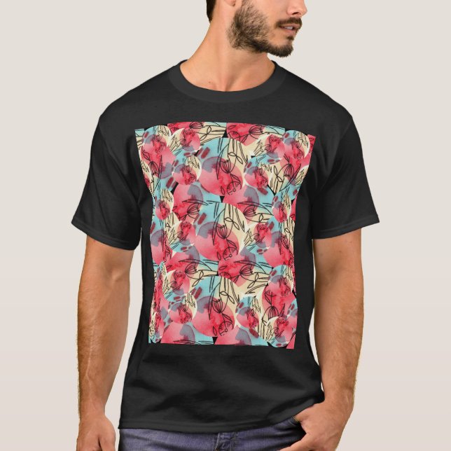 Camiseta Cold Warm Watercolor Floral Geométrico (Anverso)
